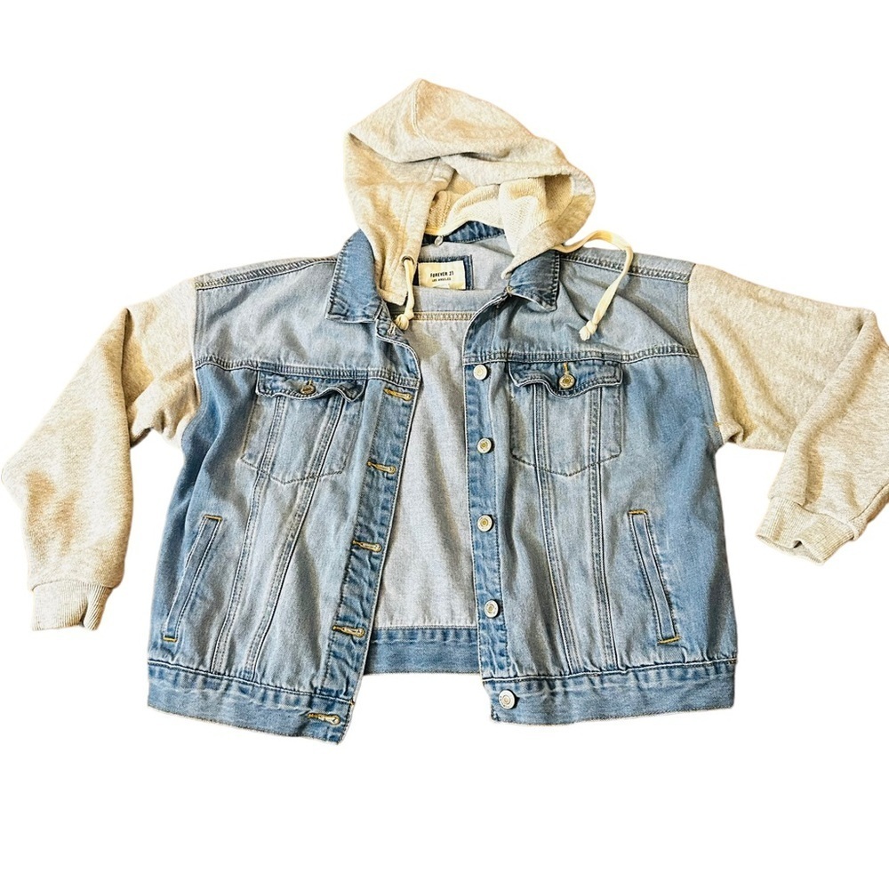 Forever 21 denim and sweatshirt jacket with removable good size large like new